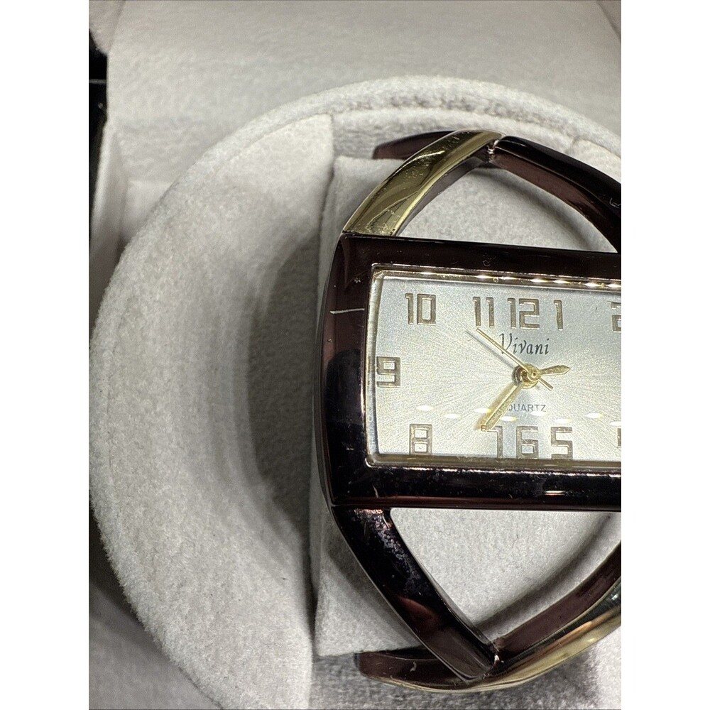 Vivani Ladies Watch Chocolate Open Cuff Bangle Hinge Bracelet Quartz New Battery - Picture 3 of 15